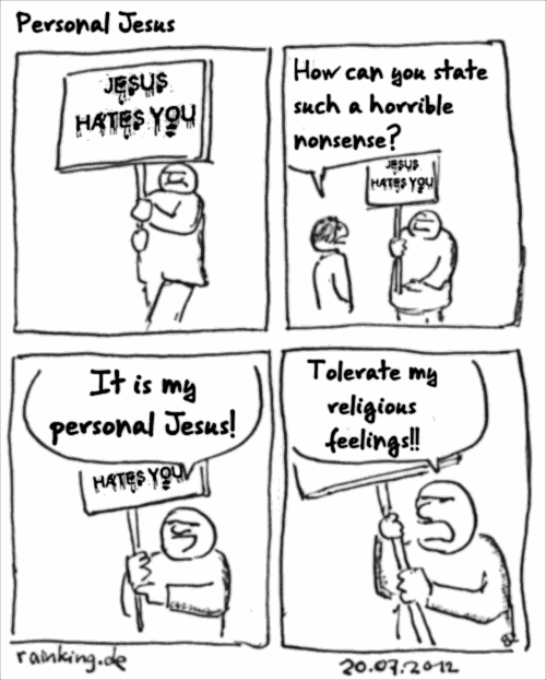 comic personal jesus religion intolerance ignorance stupid